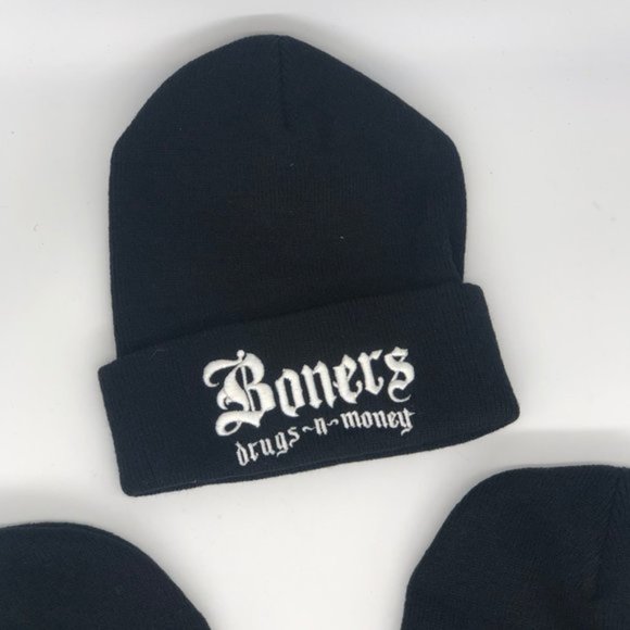 2 New UNIF Black Embroidered Beanies LIE & BAD ACID available only - Picture 2 of 8